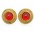 Chanel Vintage Gripoix große runde Clip-On-Ohrringe Rot Golden