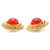 Chanel Vintage Gripoix große runde Clip-On-Ohrringe Rot Golden - Ansicht 3