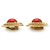 Chanel Vintage Gripoix große runde Clip-On-Ohrringe Rot Golden - Ansicht 4