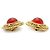 Chanel Vintage Gripoix große runde Clip-On-Ohrringe Rot Golden - Ansicht 5