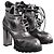 Botas de atacadores Louis Vuitton em pele prateada Prata - vista 3
