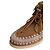 Autre Marque Boots Suede mini boot with fringes camel - vue 4