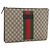 GUCCI GG Supreme Clutch Bag PVC Beige Silver 433665