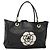 CHANEL Camelia Tote Bag Lamb Skin Black CC