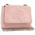 CHANEL Camellia Flap Chain Shoulder Bag Suede Pink Silver CC