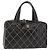 CHANEL Wild Stitch Hand Bag Cuero Negro Oro CC