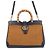 Borsa Gucci GG Marmont in pelle e rafia con bambù Marrone Blu navy