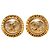 Pendientes de clip redondos Chanel Gold CC chapados en oro y perlas sintéticas Dorado