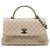 Chanel Beige Large Quilted Caviar Coco Top Handle Bag