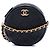 Chanel Black CC gesteppte glänzende Lammleder runde Crossbody-Tasche Schwarz