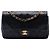 Chanel Black Medium Classic Lambskin Double Flap Negro