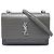 Autre Marque Saint Laurent Cartera Sunset Mini de piel grabada efecto cocodrilo gris con cadena y monograma Castaño