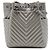 Borsa secchiello Chanel Urban Spirit Small in vitello iridescente argento con motivo Chevron