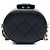 Chanel Mini Round Vanity Case aus schwarzem gestepptem Lammleder mit Kette - Ansicht 3