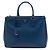 Prada Borsa Tote Galleria Double Zip Large in Saffiano Lux Blu Blu scuro