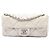 Chanel White Small Glazed Quilted Caviar Nature Flap Cream