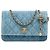 Chanel Blue CC Quilted Denim Pearl Crush Wallet On Chain