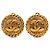 Pendientes de clip redondos Sunburst Chanel Gold CC chapados en oro Dorado