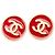Pendientes de clip redondos Chanel Coco Mark Roja Dorado