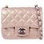 Borsa a tracolla Chanel in pelle rosa metallizzato Argento