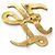 BROCHE VINTAGE KARL LAGERFELD INICIAIS MONOGRAMA KL BANHADO A OURO E STRASS - vista 3