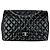 Borsa a tracolla Maxi Chanel Double Flap in pelle verniciata nera Nero