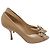 Dior Peep Toe Bow Heels in Tan Leather