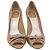 Dior Peep Toe Bow Heels in Tan Leather - view 2