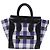 Céline Bolsa Celine Mini Luggage Plaid em couro azul e branco Multicor
