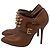 Stivaletti borchiati Gucci Charlotte in pelle marrone Rosso - vista 4