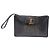Clutch Salvatore Ferragamo in pelle nera traforata con fiocco Nero