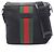 Borsa a tracolla piatta Gucci Web Stripe Nero Rosso Verde