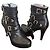 Free Lance Botas de tacón alto de cuero negro con hebillas
