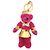 Chaveiro pingente de urso em tecido Prada Rosa Dourado