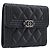 Portafoglio Compatto CHANEL Matelasse in Pelle Caviar Nero Argento CC Auth 207781V