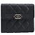 Portafoglio Compatto CHANEL Matelasse in Pelle Caviar Nero Argento CC Auth 207781V - vista 2