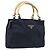 Sac à main PRADA avec poignée en métal Nylon Navy Gold Auth 207805A Doré Bleu Marine