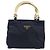 Sac à main PRADA avec poignée en métal Nylon Navy Gold Auth 207805A Doré Bleu Marine - vue 2