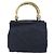 Sac à main PRADA avec poignée en métal Nylon Navy Gold Auth 207805A Doré Bleu Marine - vue 3