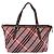 Bolso Tote BURBERRY Nova Check Blue Label Canvas Rojo Plata Auth ka6619 Roja - vista 3