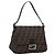 Borsa a Tracolla FENDI Zucca Canvas Mamma Baguette Marrone Argento Auth 207296A