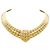 Autre Marque Plastron-Halskette, gestepptes Motiv, Gelbgold.