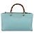 Borsa a mano GUCCI Bamboo in pelle 2way azzurro e oro 323660 Auth LN229A D'oro Blu chiaro - vista 2