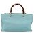 Borsa a mano GUCCI Bamboo in pelle 2way azzurro e oro 323660 Auth LN229A D'oro Blu chiaro - vista 3