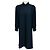 Abito camicia midi Versace blu navy / nero a maniche lunghe con bottoni anteriori e bottone Medusa