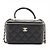 Chanel Vanity Case Small aus gestepptem Lammleder mit Kettenhandtasche Schwarz