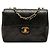 Borsa a tracolla Chanel Mini Square Classic Single Flap in pelle di agnello nera Nero
