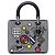 Lady Dior Satchel aus schwarzem Kalbsleder, Medium, mit Microcannage Mesh-Patches