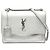 Autre Marque Borsa a tracolla Sunset Medium in pelle di vitello metallizzata argento con monogramma Saint Laurent
