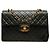 Bolsa de ombro Chanel Maxi XL Classic Single Flap em pele de cordeiro preta Preto